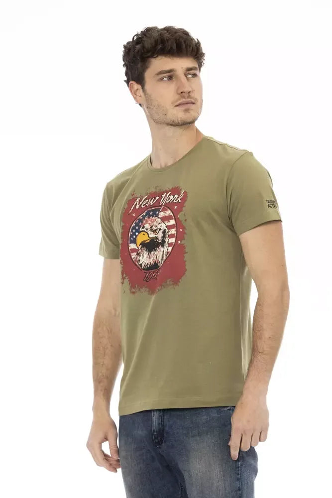 Trussardi Action Green Cotton Men T-Shirt - Zeiniez