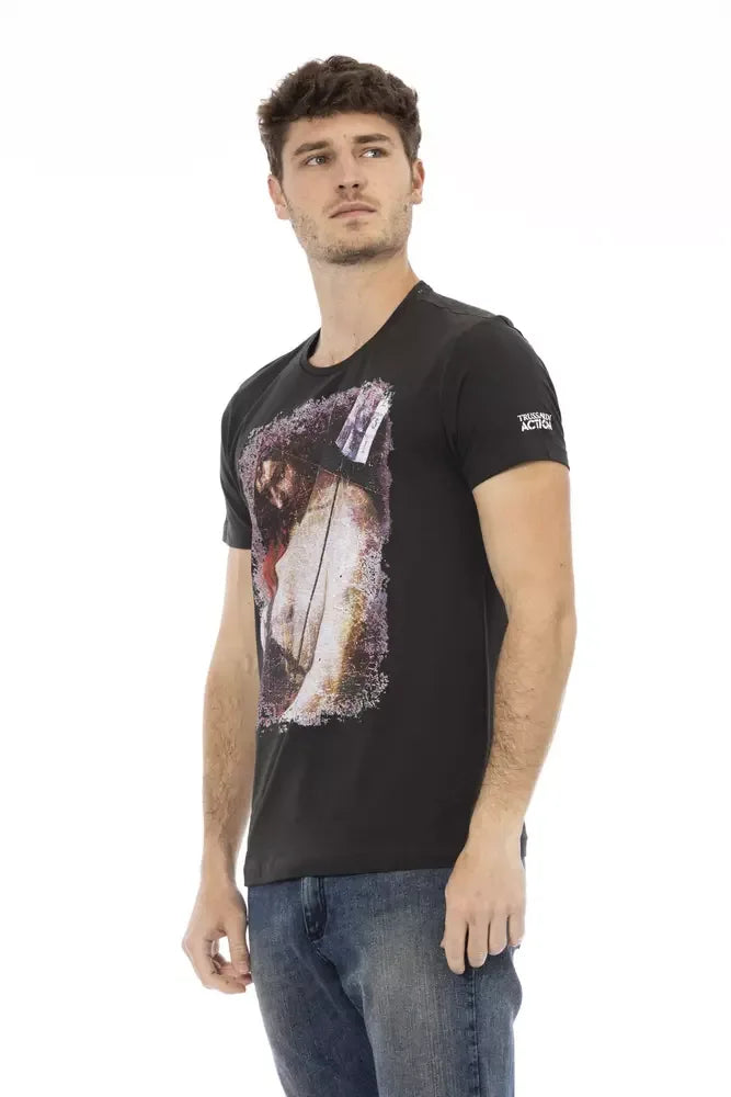 Trussardi Action Black Cotton Men T-Shirt - Zeiniez