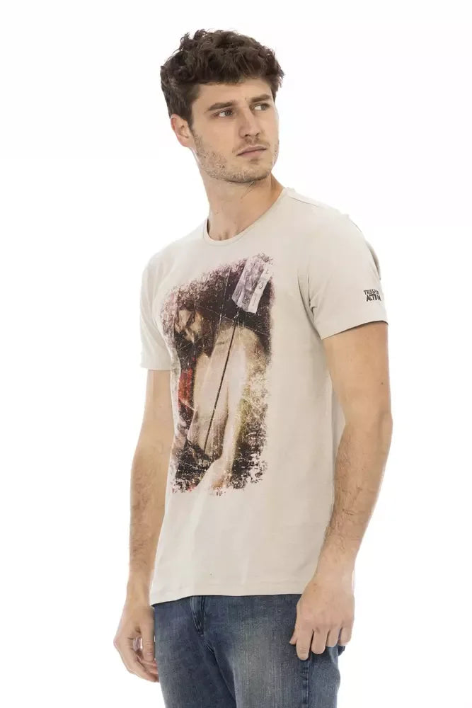 Trussardi Action Beige Cotton Men T-Shirt - Zeiniez