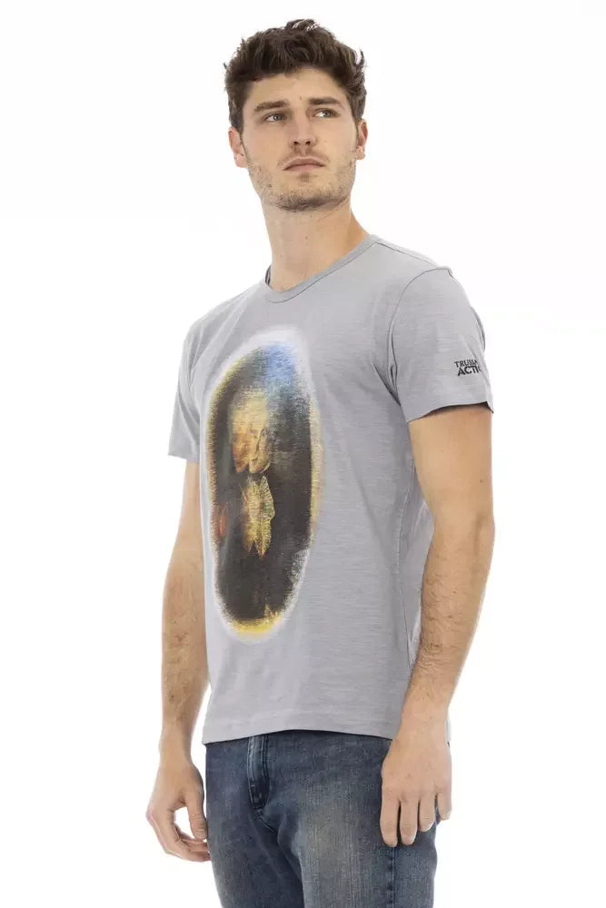 Trussardi Action Gray Cotton Men T-Shirt - Zeiniez