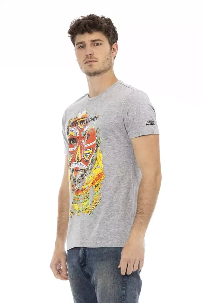 Trussardi Action Gray Cotton Men T-Shirt - Zeiniez