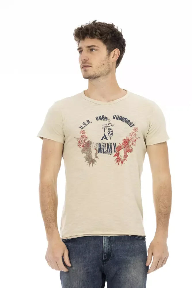 Trussardi Action Beige Cotton Men T-Shirt - Zeiniez