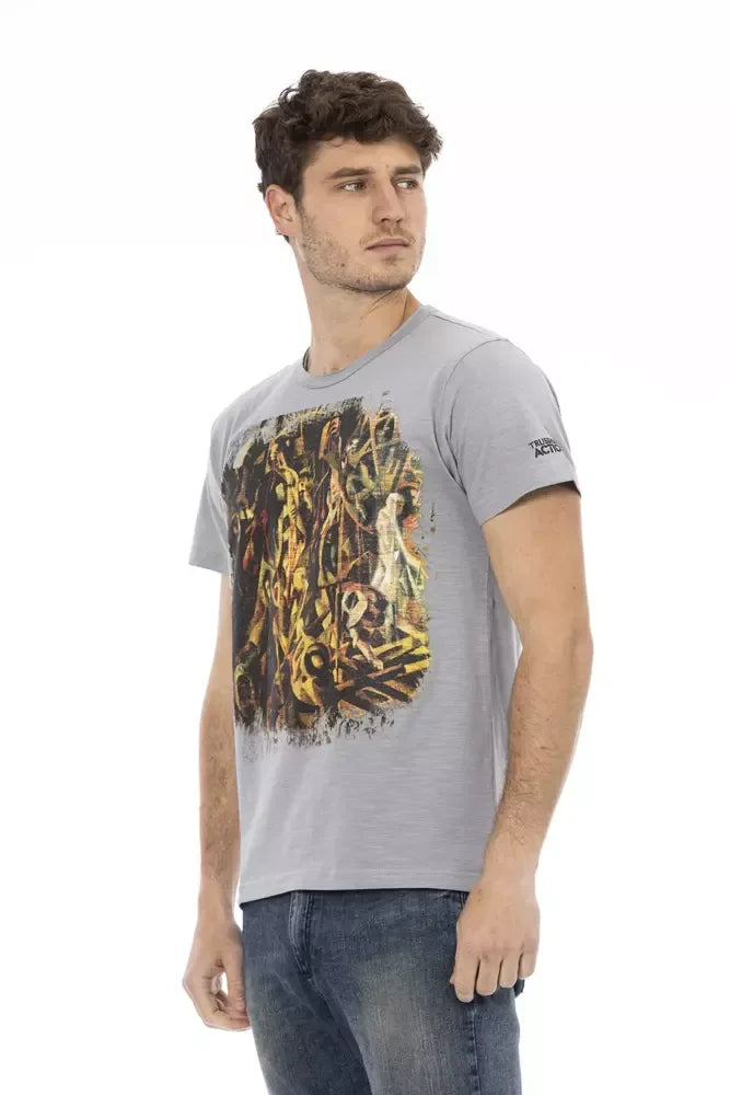 Trussardi Action Gray Cotton Men T-Shirt - Zeiniez