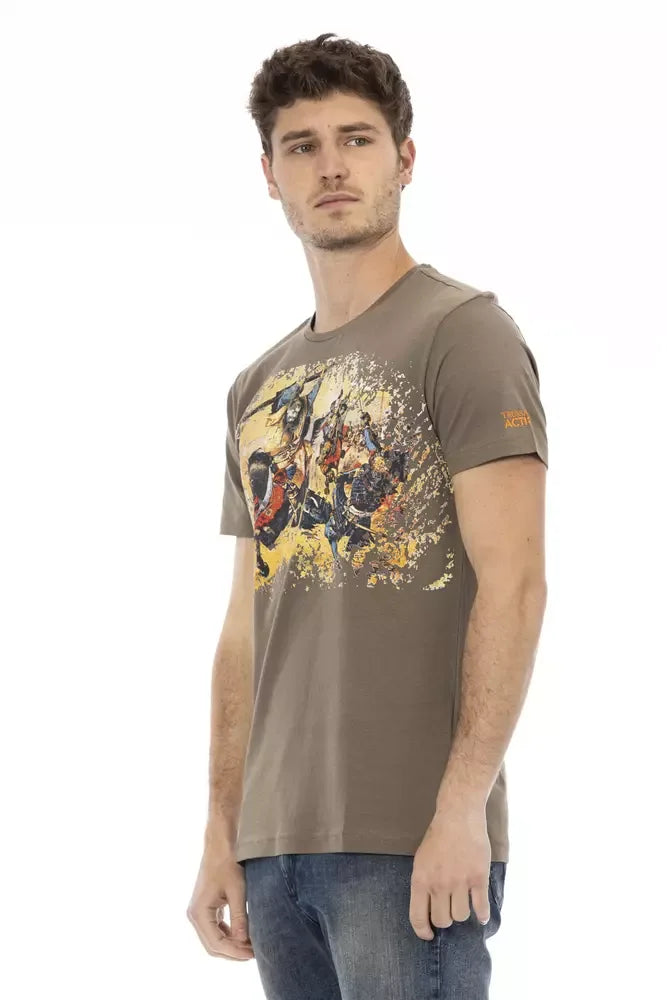 Trussardi Action Brown Cotton Men T-Shirt - Zeiniez