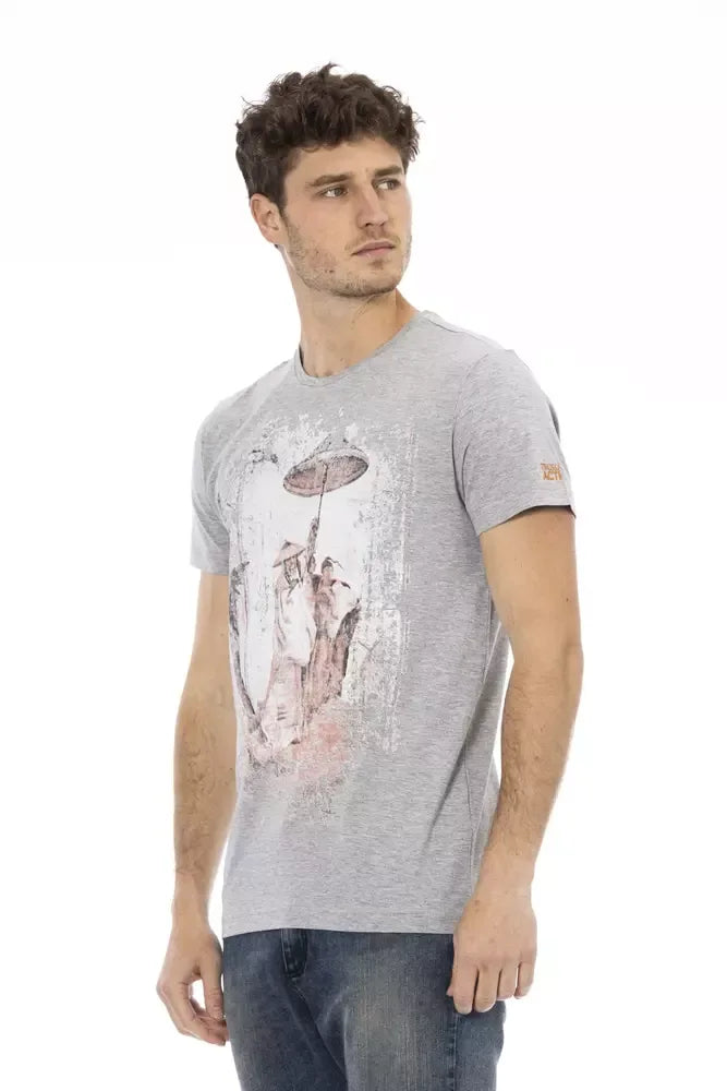 Trussardi Action Gray Cotton Men T-Shirt - Zeiniez