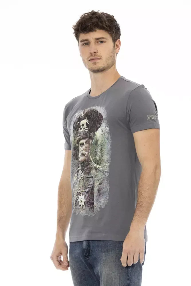 Trussardi Action Gray Cotton Men T-Shirt - Zeiniez