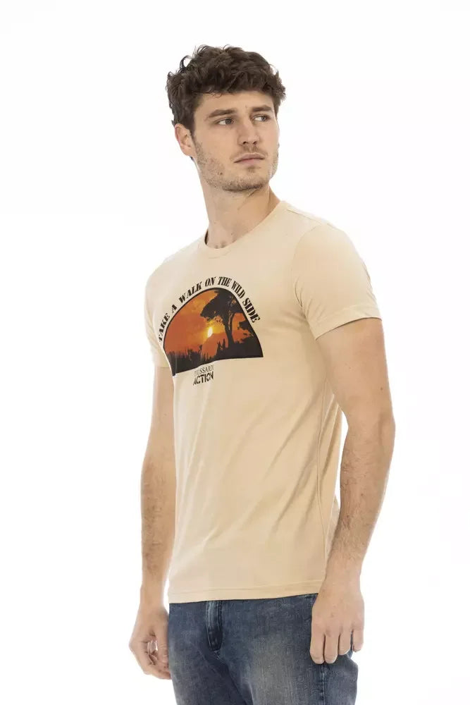 Trussardi Action Beige Cotton Men T-Shirt - Zeiniez