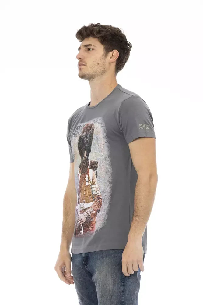 Trussardi Action Gray Cotton Men T-Shirt - Zeiniez