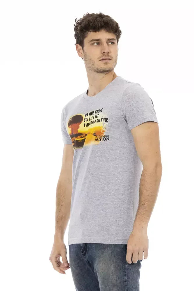 Trussardi Action Gray Cotton Men T-Shirt - Zeiniez