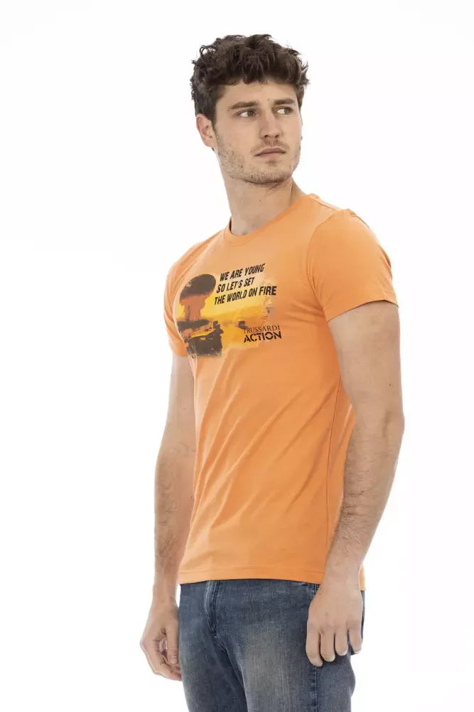 Trussardi Action Orange Cotton Men T-Shirt - Zeiniez