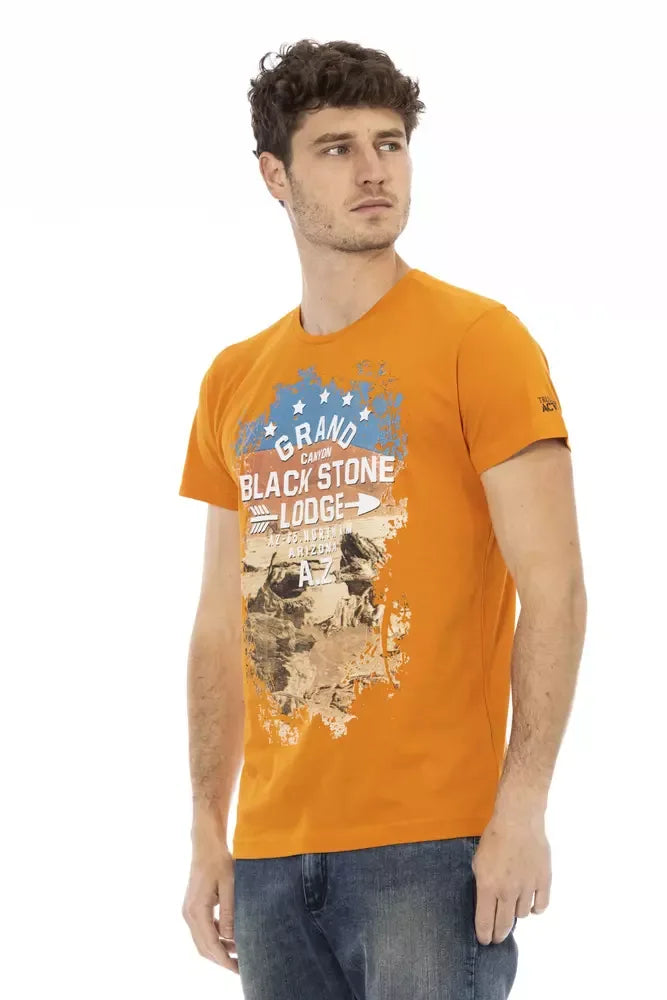 Trussardi Action Orange Cotton Men T-Shirt - Zeiniez