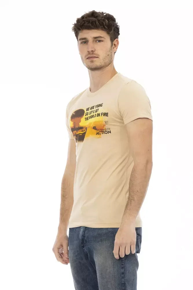 Trussardi Action Beige Cotton Men's T-Shirt - Zeiniez