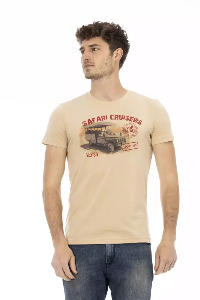 Trussardi Action Beige Cotton Men T-Shirt - Zeiniez
