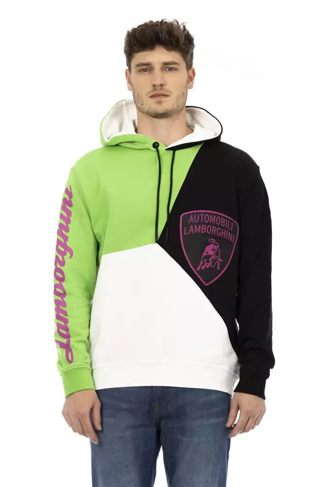 Automobili Lamborghini White Cotton Men Sweater with Hood - Zeiniez