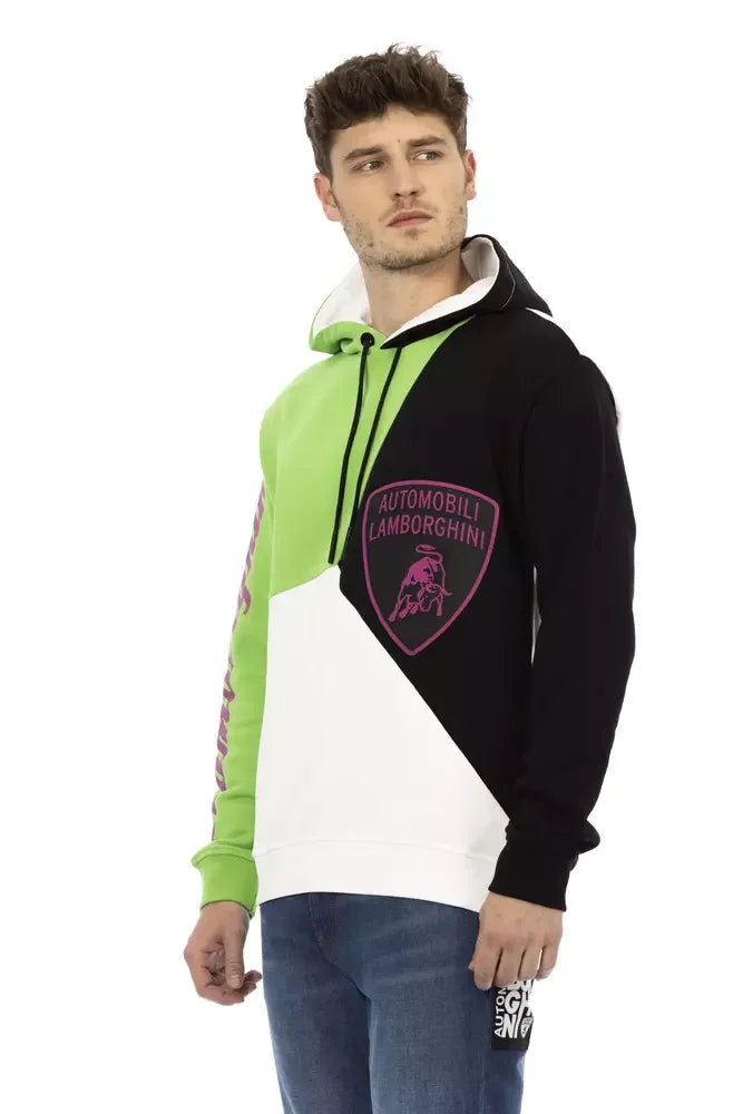 Automobili Lamborghini White Cotton Men Sweater with Hood - Zeiniez