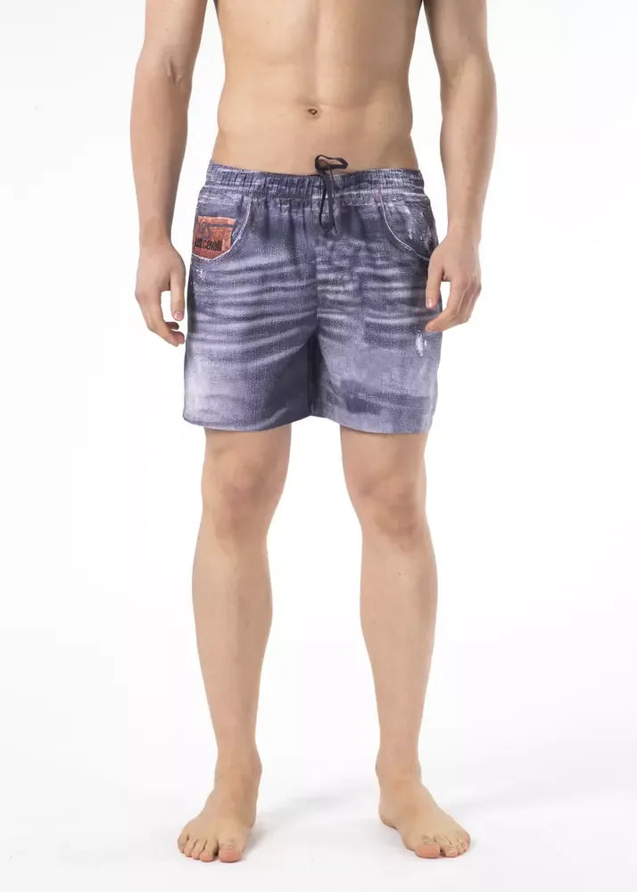 Just Cavalli Blue Polyester Men Swimwear Short - Zeiniez