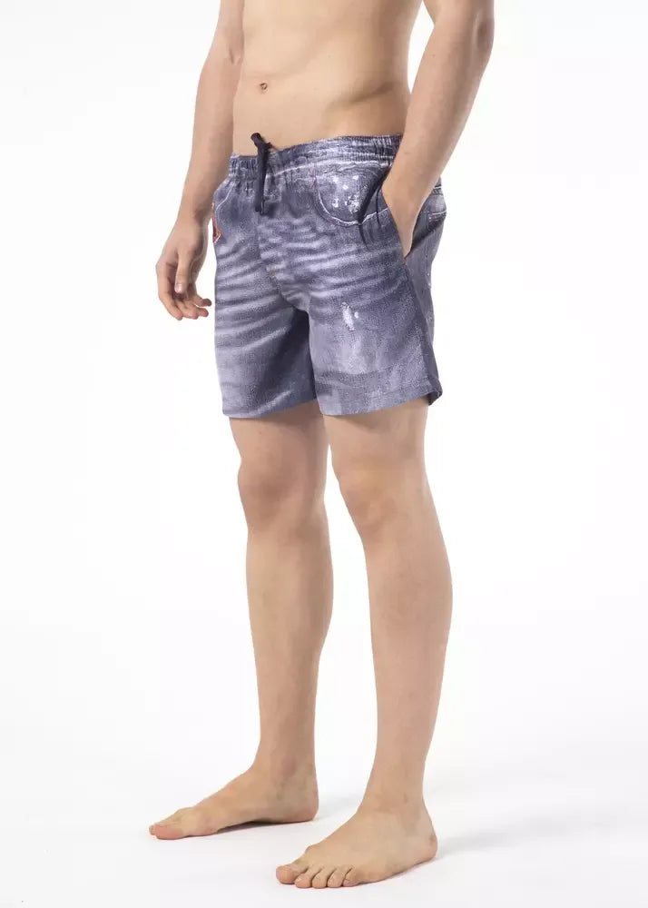 Just Cavalli Blue Polyester Men Swimwear Short - Zeiniez
