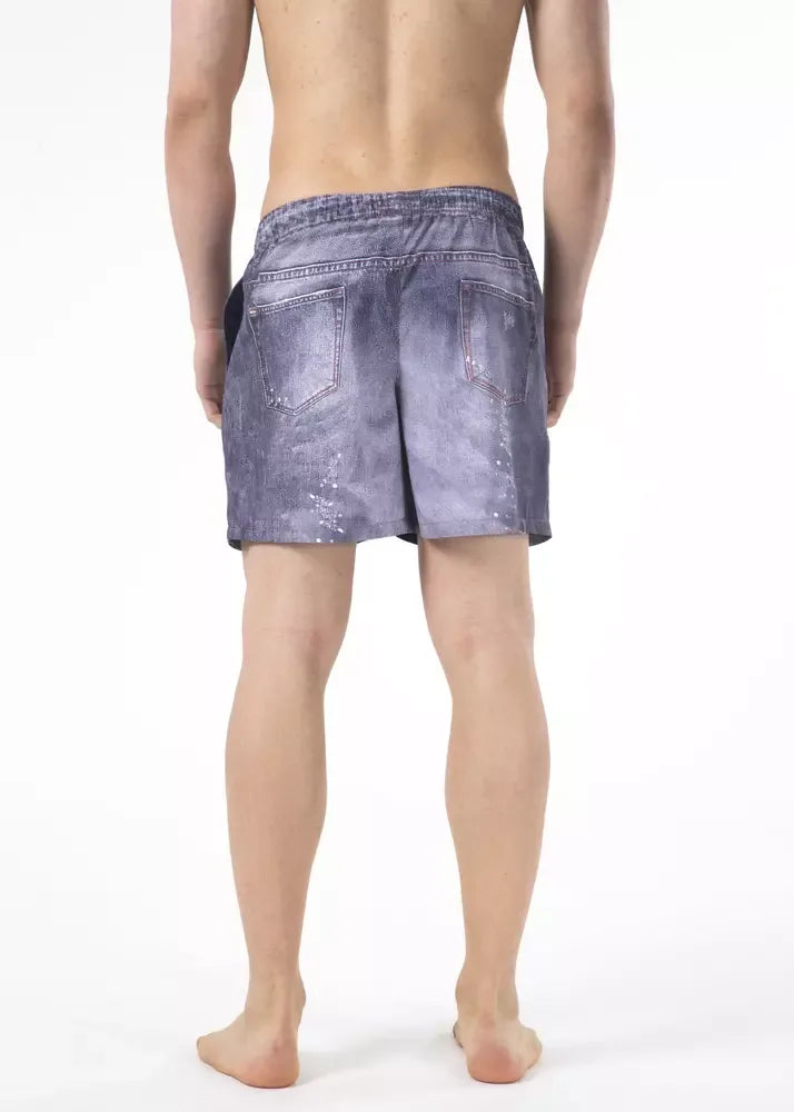 Just Cavalli Blue Polyester Men Swimwear Short - Zeiniez