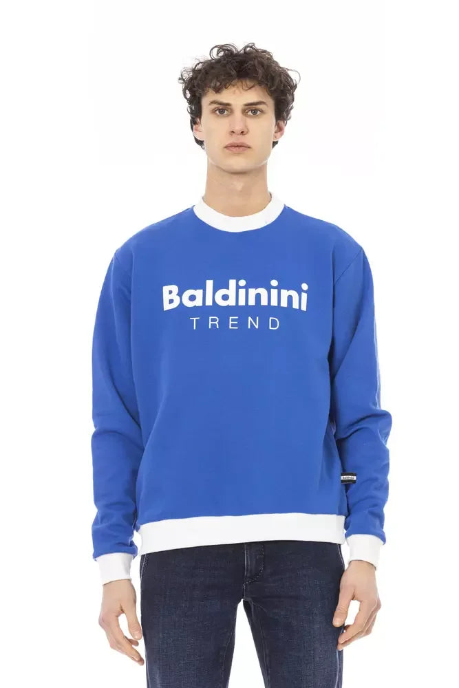 Baldinini Trend Blue Cotton Men Sweater - Zeiniez