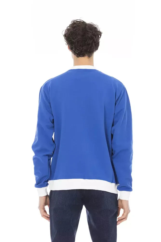 Baldinini Trend Blue Cotton Men Sweater - Zeiniez