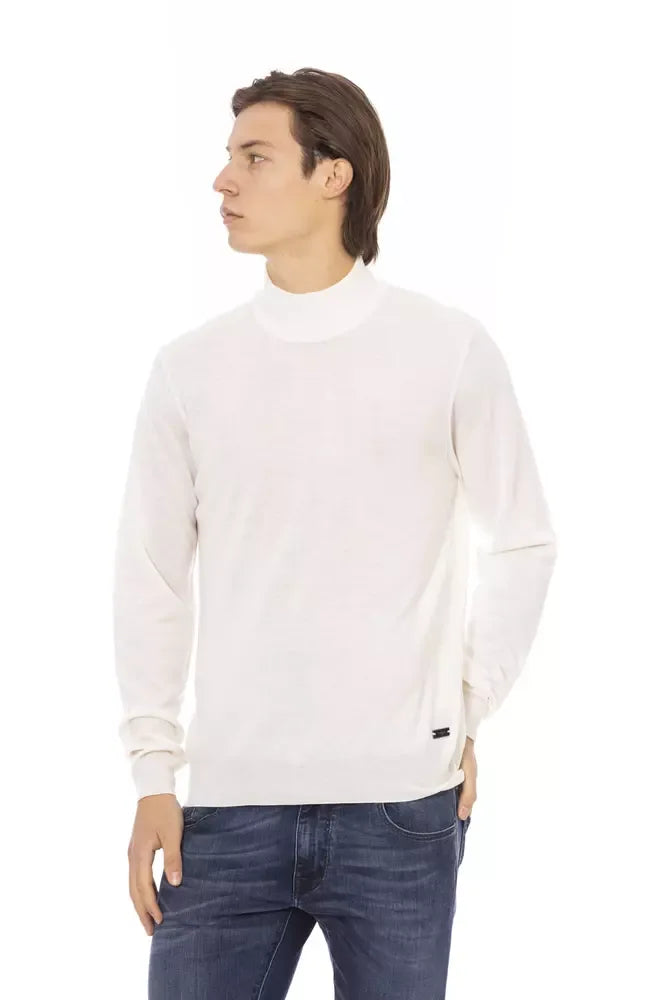 Baldinini Trend White Fabric Men's Turtleneck Sweater - Zeiniez