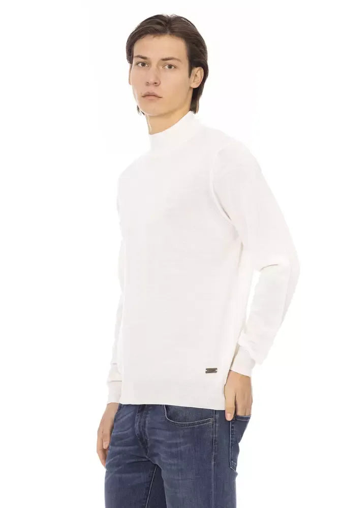 Baldinini Trend White Fabric Men's Turtleneck Sweater - Zeiniez
