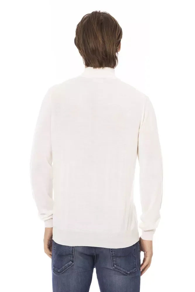 Baldinini Trend White Fabric Men's Turtleneck Sweater - Zeiniez