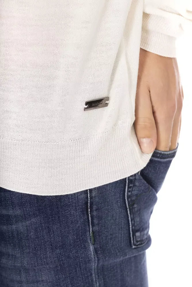 Baldinini Trend White Fabric Men Turtleneck Sweater - Zeiniez