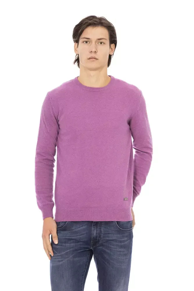 Baldinini Trend Purple Wool Men Sweater - Zeiniez
