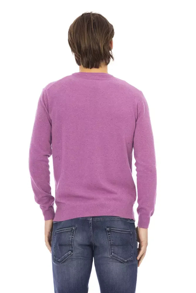 Baldinini Trend Purple Wool Men Sweater - Zeiniez