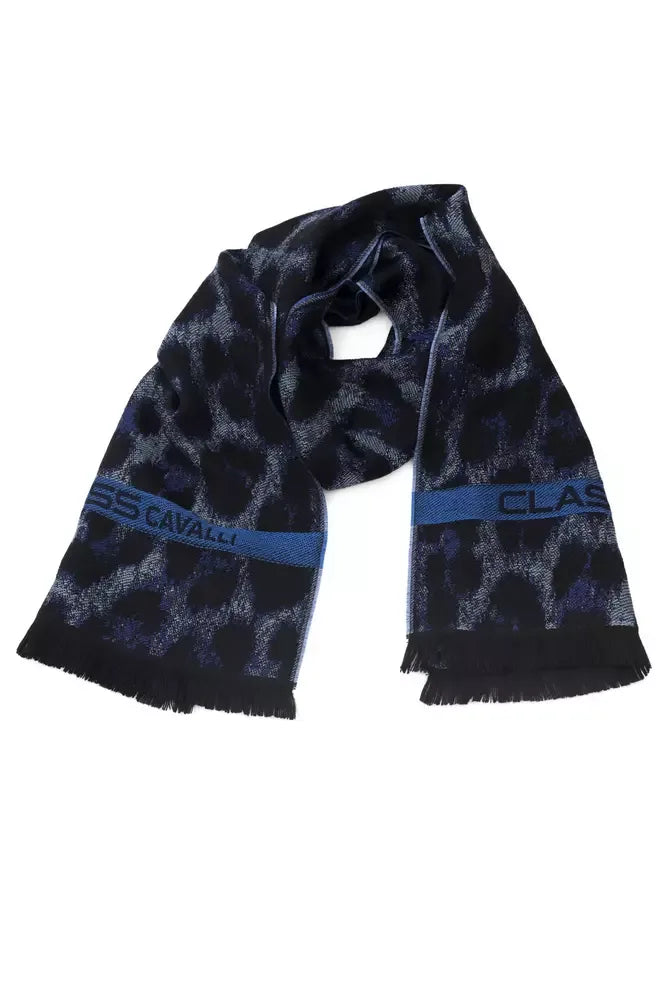Cavalli Class Blue Wool Men Scarf - Zeiniez