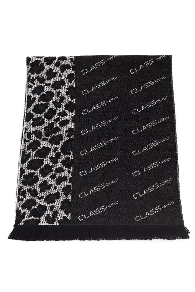 Cavalli Class Black Wool Men Scarf - Zeiniez