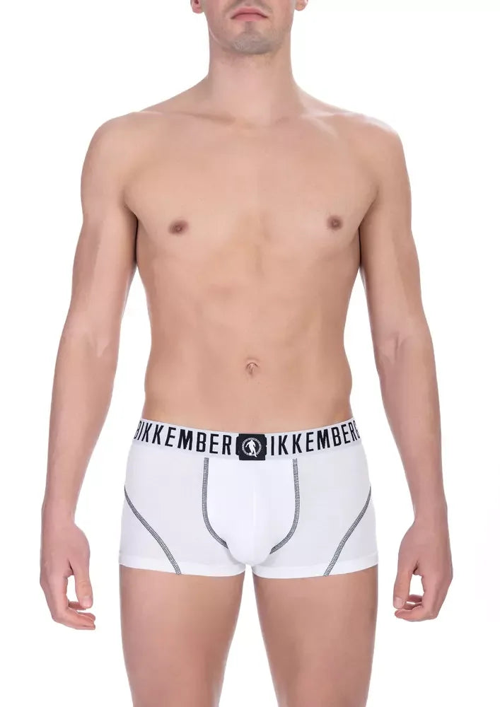 Bikkembergs White Cotton Men's Trunk Underwear Pack - Zeiniez