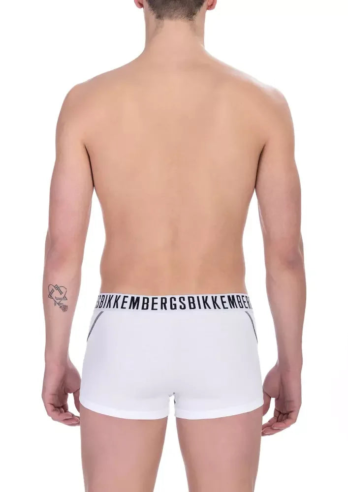 Bikkembergs White Cotton Men's Trunk Underwear Pack - Zeiniez