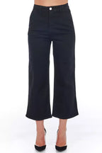 Frankie Morello Black Cotton Women Cropped Trouser - Zeiniez