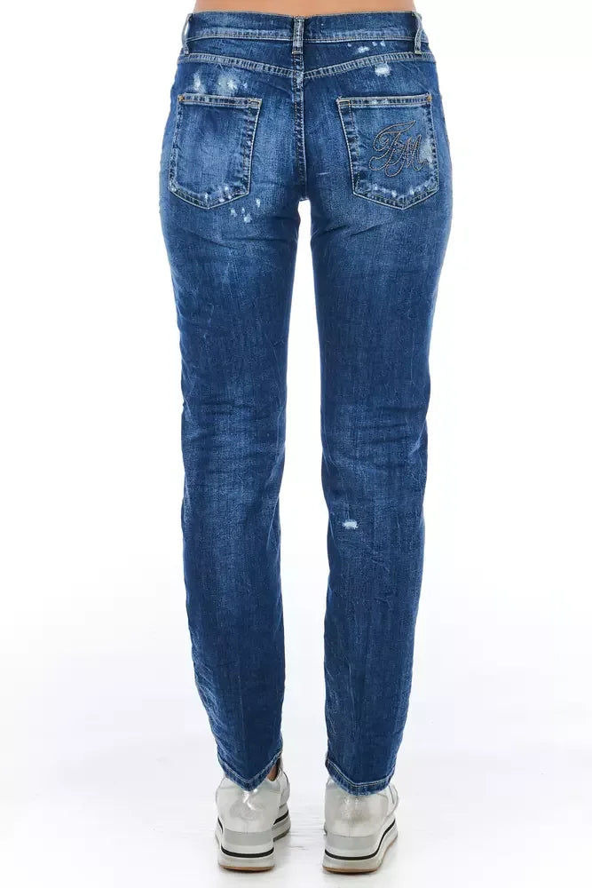 Frankie Morello Blue Cotton Women Jeans - Zeiniez