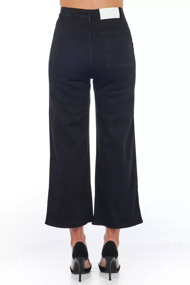 Frankie Morello Black Cotton Women Cropped Trouser - Zeiniez