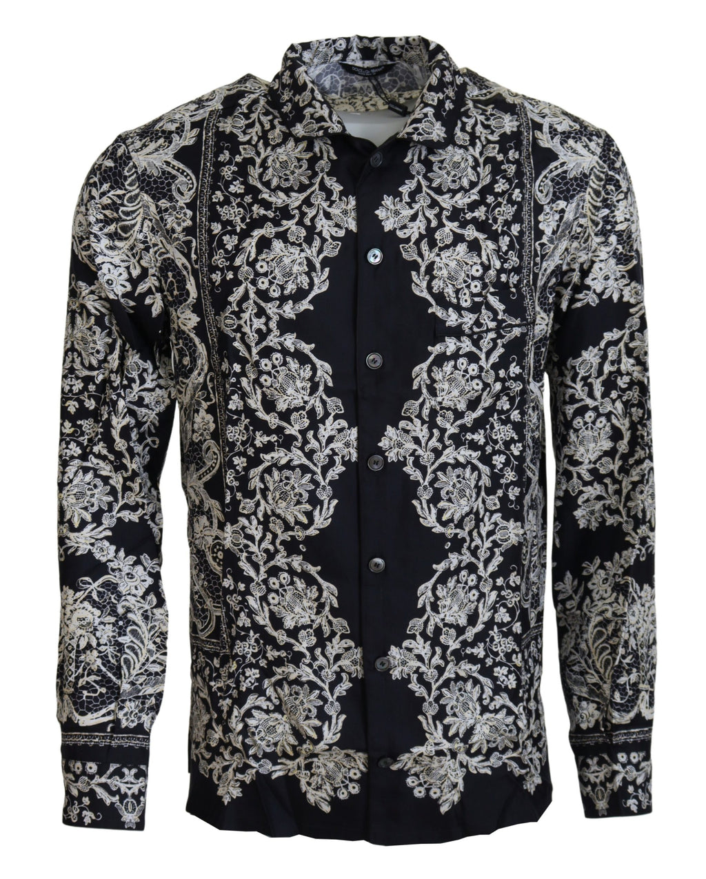Dolce & Gabbana Blue Silk Floral Baroque Satin Casual Shirt - Zeiniez