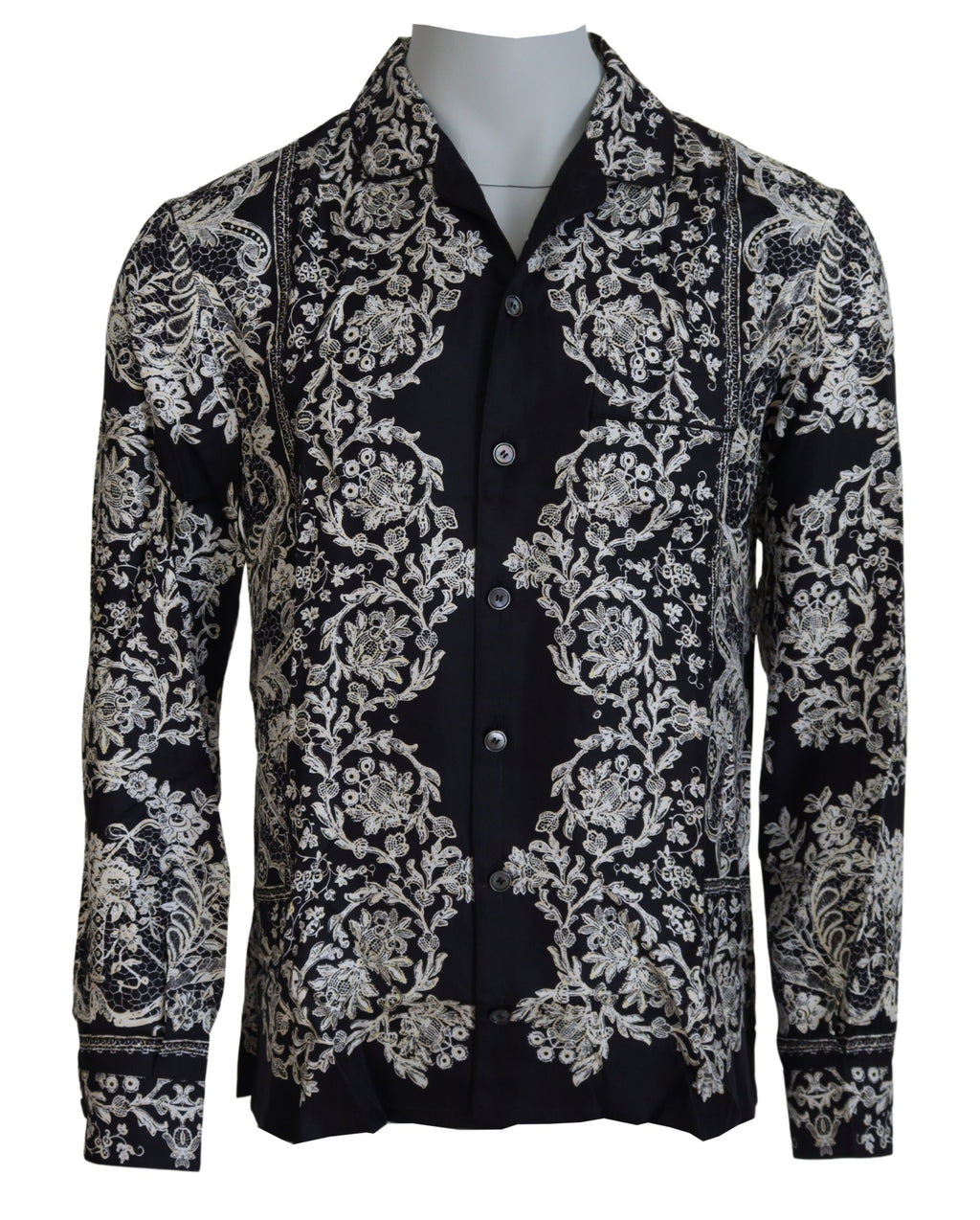 Dolce & Gabbana Blue Silk Floral Baroque Satin Casual Shirt - Zeiniez