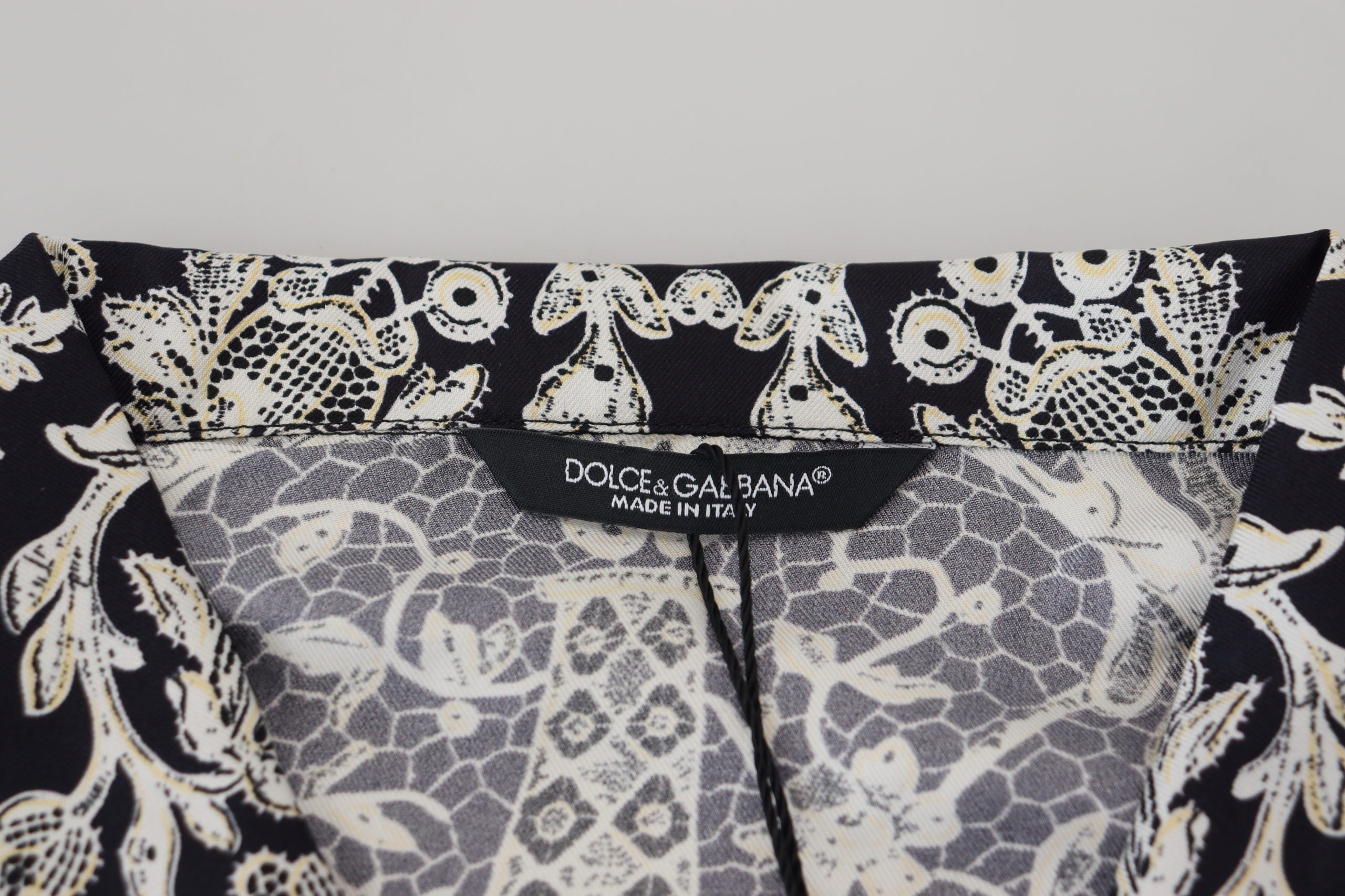 Dolce & Gabbana Blue Silk Floral Baroque Satin Casual Shirt - Zeiniez