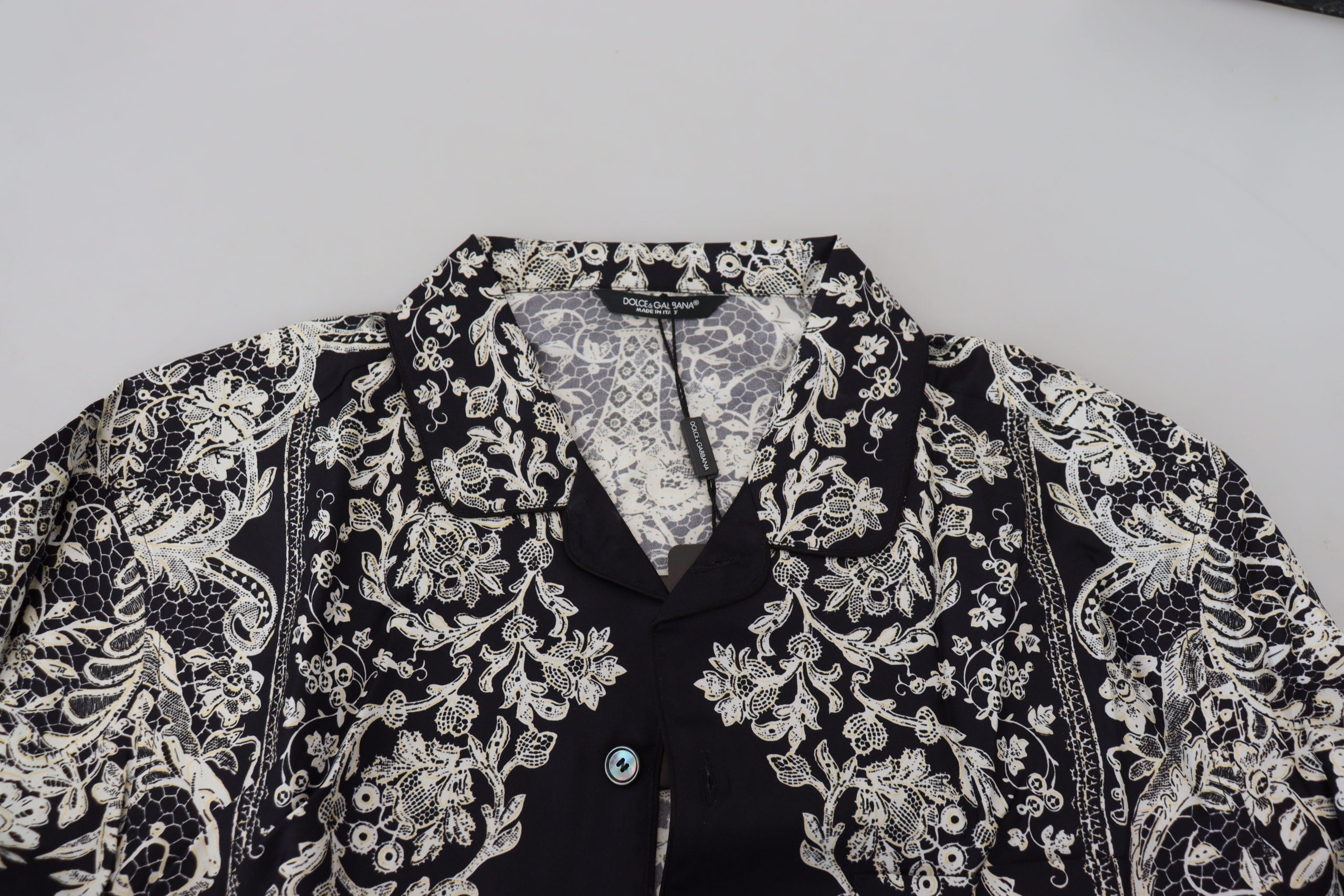 Dolce & Gabbana Blue Silk Floral Baroque Satin Casual Shirt - Zeiniez