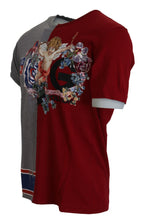 Dolce & Gabbana Red Gray Two Model DG Angel Crewneck  T-shirt - Zeiniez