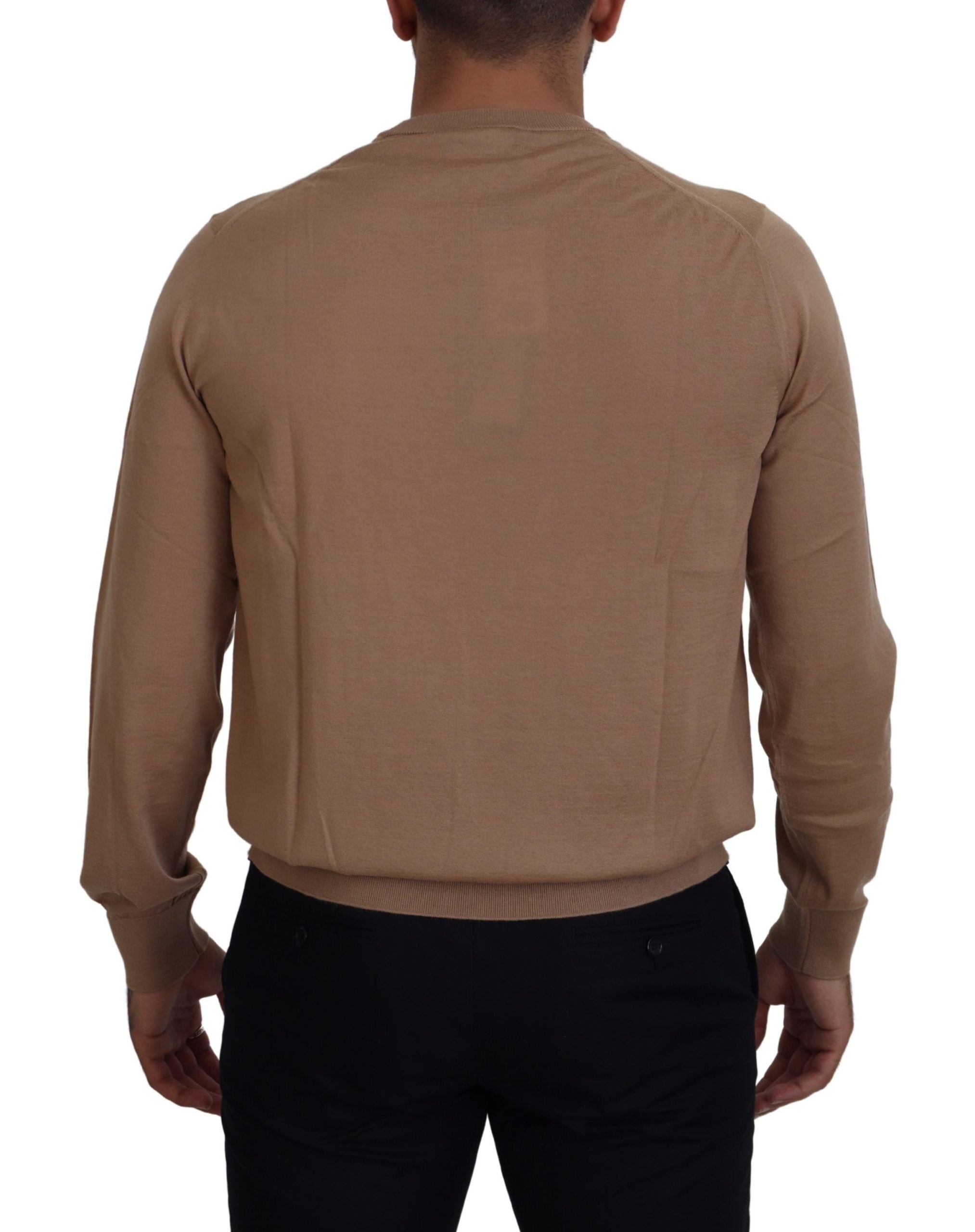Dolce & Gabbana Beige Cashmere Crown Logo Pullover Sweater - Zeiniez