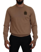 Dolce & Gabbana Beige Cashmere Crown Logo Pullover Sweater - Zeiniez