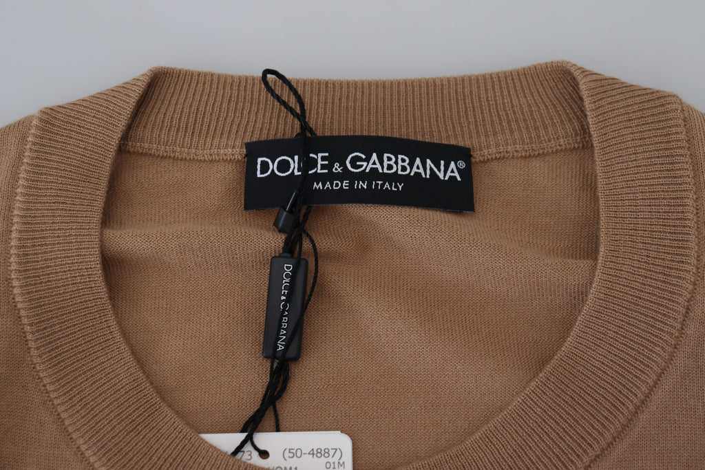 Dolce & Gabbana Beige Cashmere Crown Logo Pullover Sweater - Zeiniez