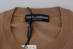 Dolce & Gabbana Beige Cashmere Crown Logo Pullover Sweater - Zeiniez