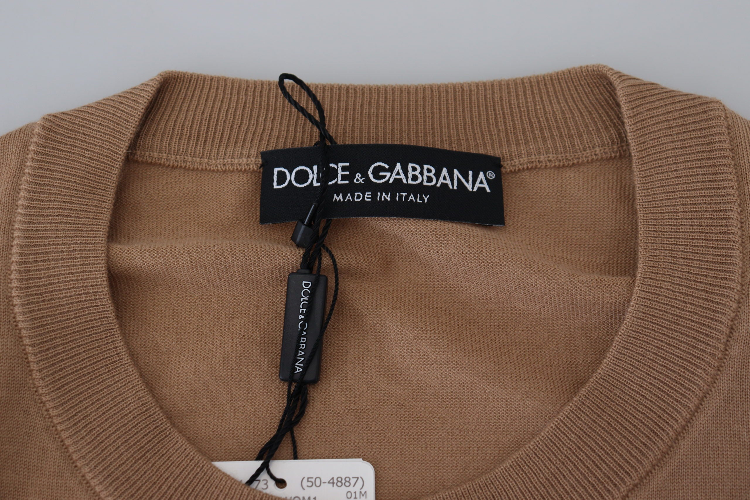 Dolce & Gabbana Beige Cashmere Crown Logo Pullover Sweater - Zeiniez