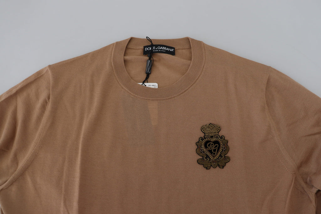 Dolce & Gabbana Beige Cashmere Crown Logo Pullover Sweater - Zeiniez