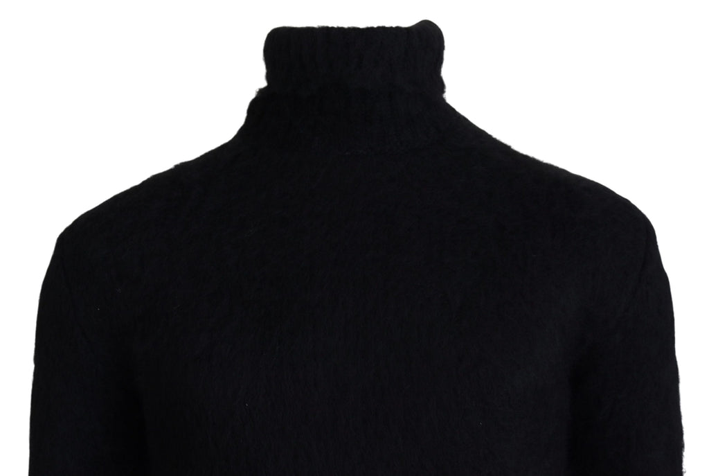 Dolce & Gabbana Black Gold Turtleneck Mohair Pullover Mens Sweater - Zeiniez