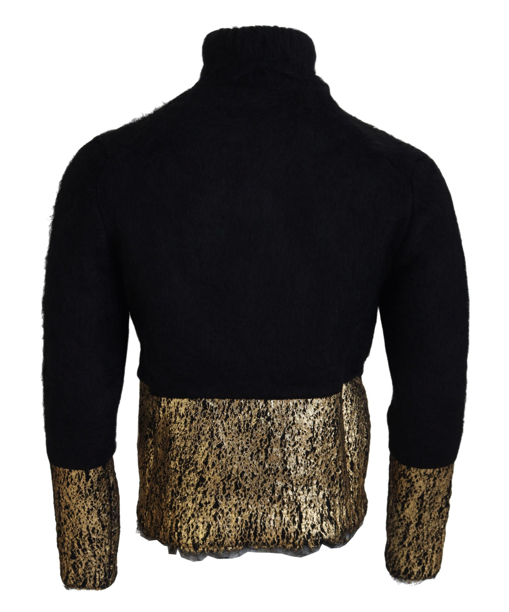 Dolce & Gabbana Black Gold Turtleneck Mohair Pullover Mens Sweater - Zeiniez